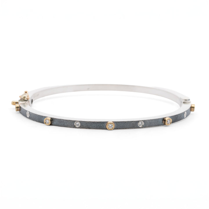 Trunk Show 2.5 mm Junia Silver Five Bezel Diamond Bracelet