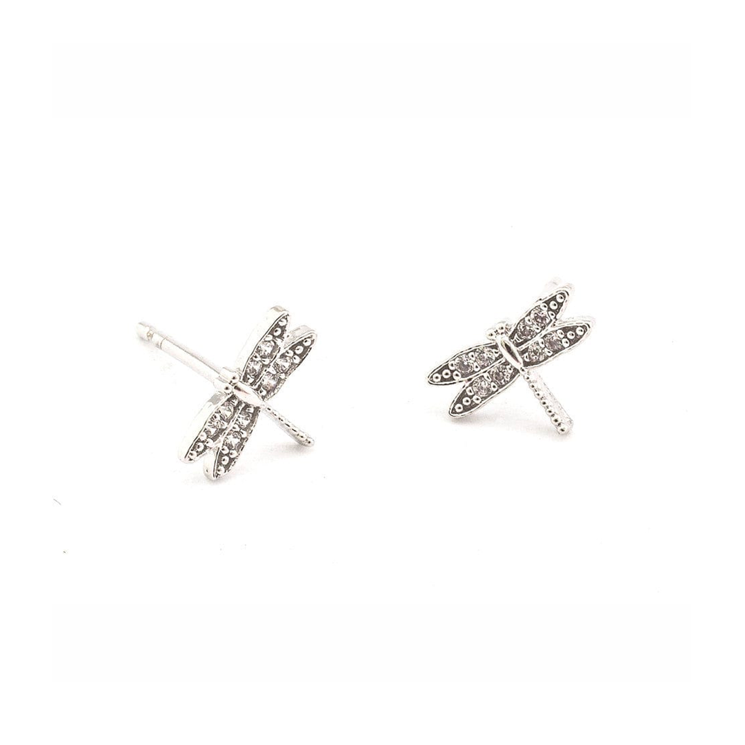 Pave Dragonfly Post Earrings