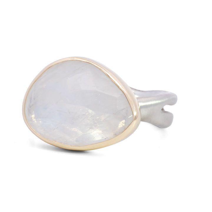 Asymmetrical Rainbow Moonstone Ring