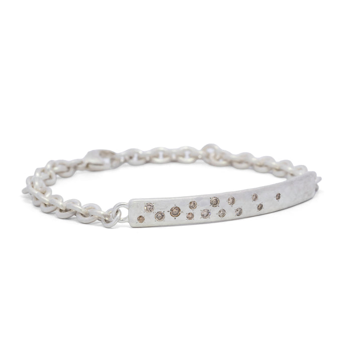 0.55 tcw Brown Diamond Hammered Bar Chain Link Bracelet