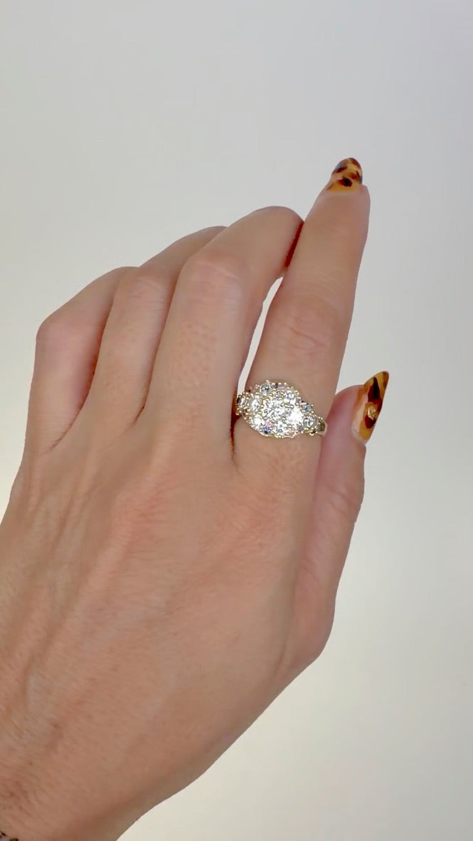 Diamond & Sapphire Cluster Ring