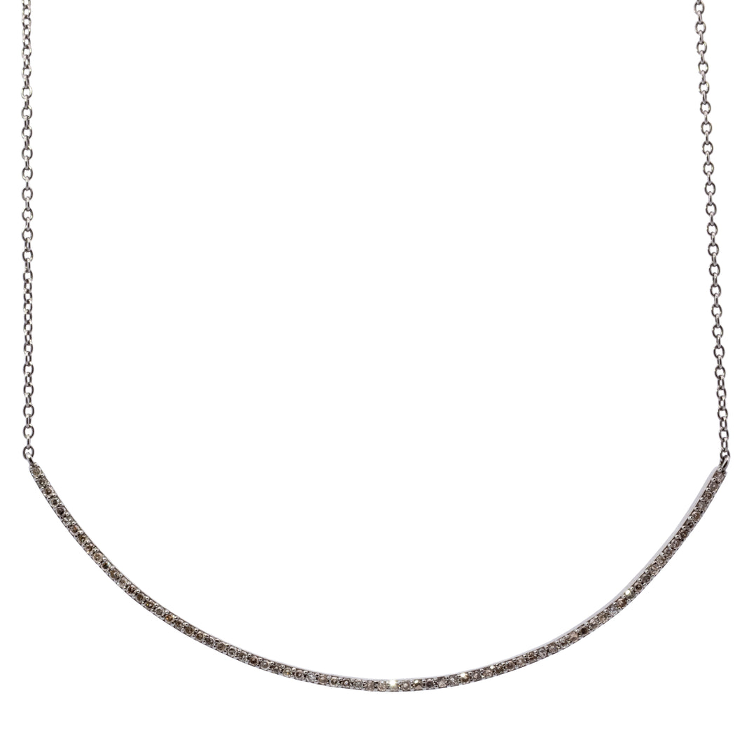 Pave Diamond Curved Bar Necklace