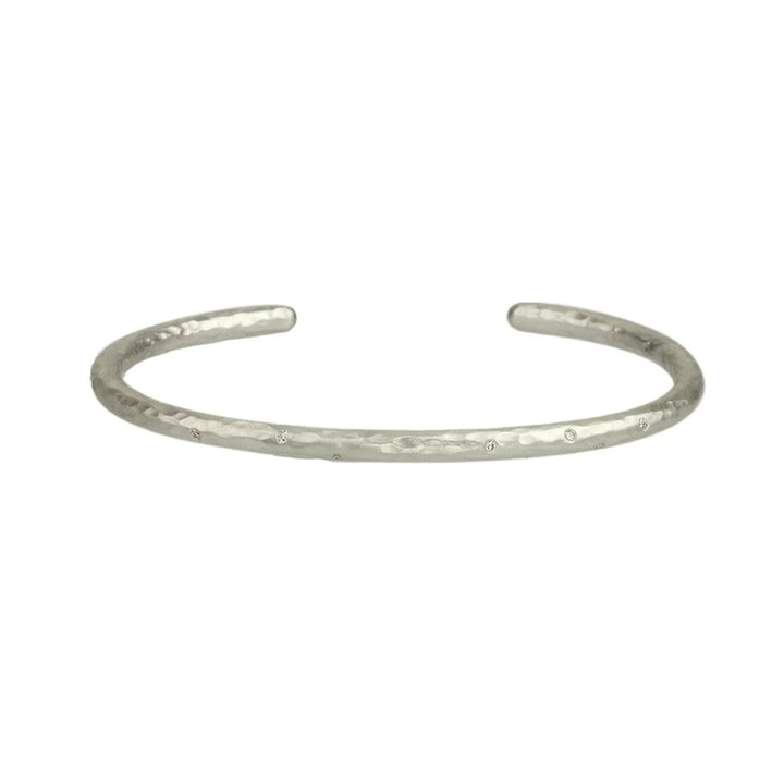 Heavy Hammered Tee Shirt Cuff with Diamonds