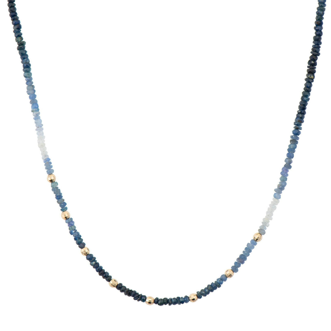 Delicate Ombre Blue Sapphire Beaded Necklace