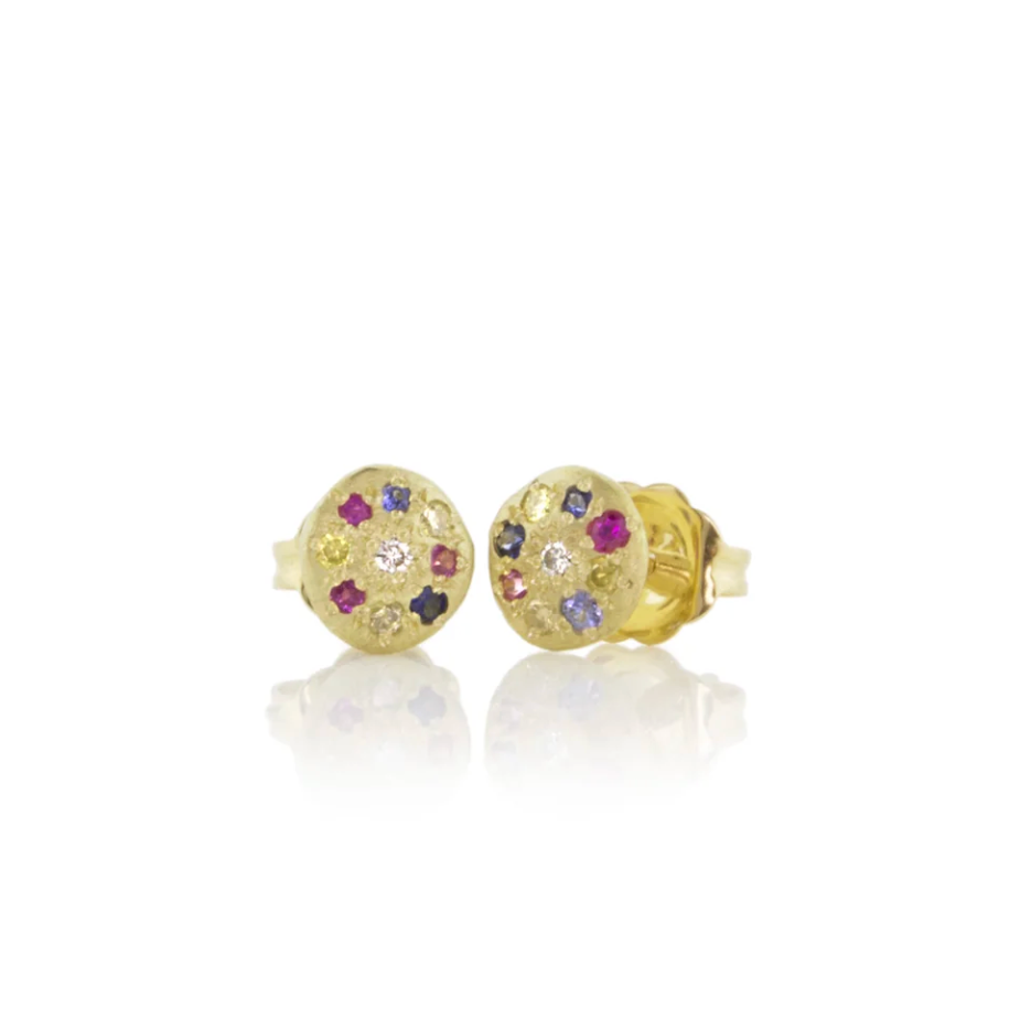 Multi Sapphire Floret Post Earrings