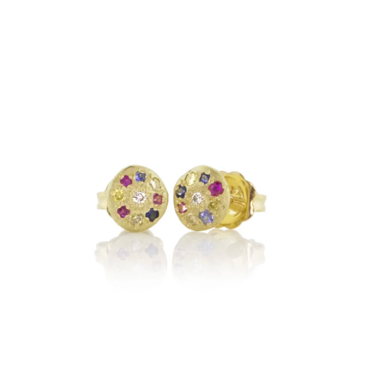 Multi Sapphire Floret Post Earrings