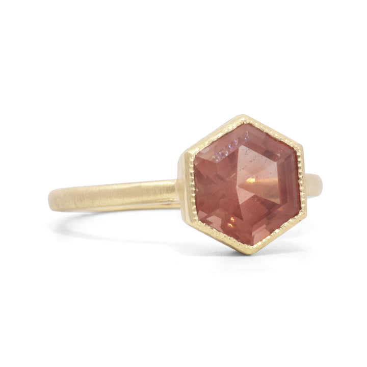 Hexagon Oregon Sunstone Ring