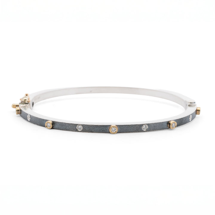 Trunk Show 2.5 mm Junia Silver Five Bezel Diamond Bracelet