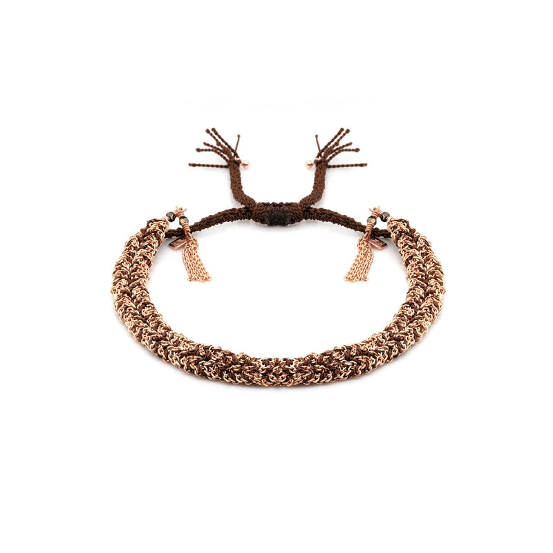 N° 183 Braided Bracelet - Rose Gold Brown
