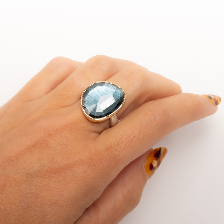 Asymmetrical London Blue Topaz Ring