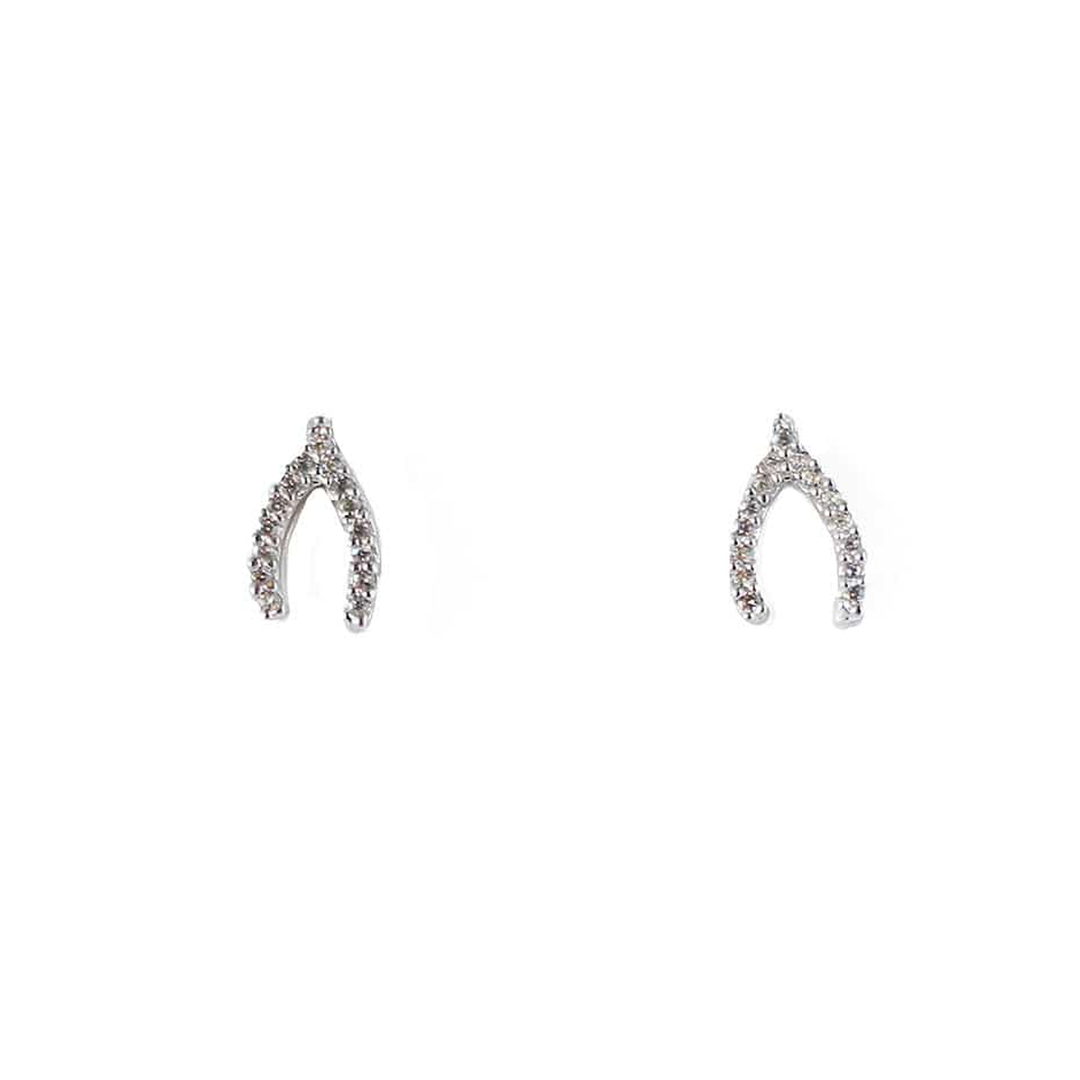 Pave Mini Wishbone Earrings