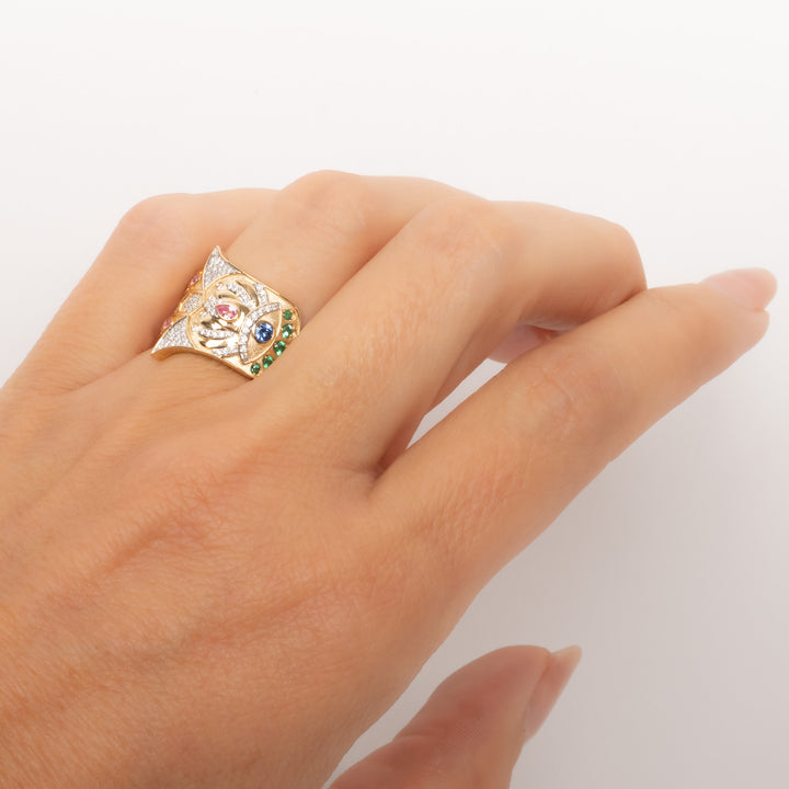 Bejeweled Sideways Hamsa Ring