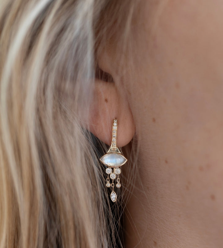 Marquise Moonstone and Diamonds Earrings