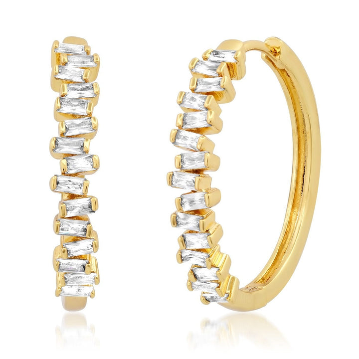 Medium Baguette Cubic Zirconia Hoops