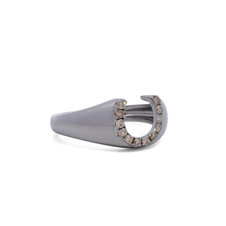 Pavé Diamond Horseshoe Signet Ring