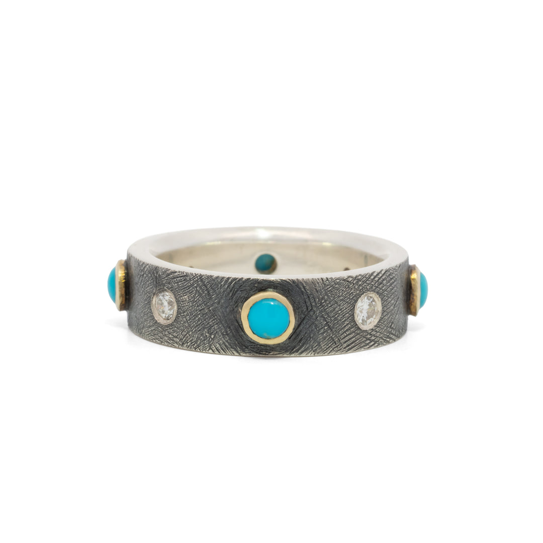Junia Four Bezel Turquoise with Diamond Ring
