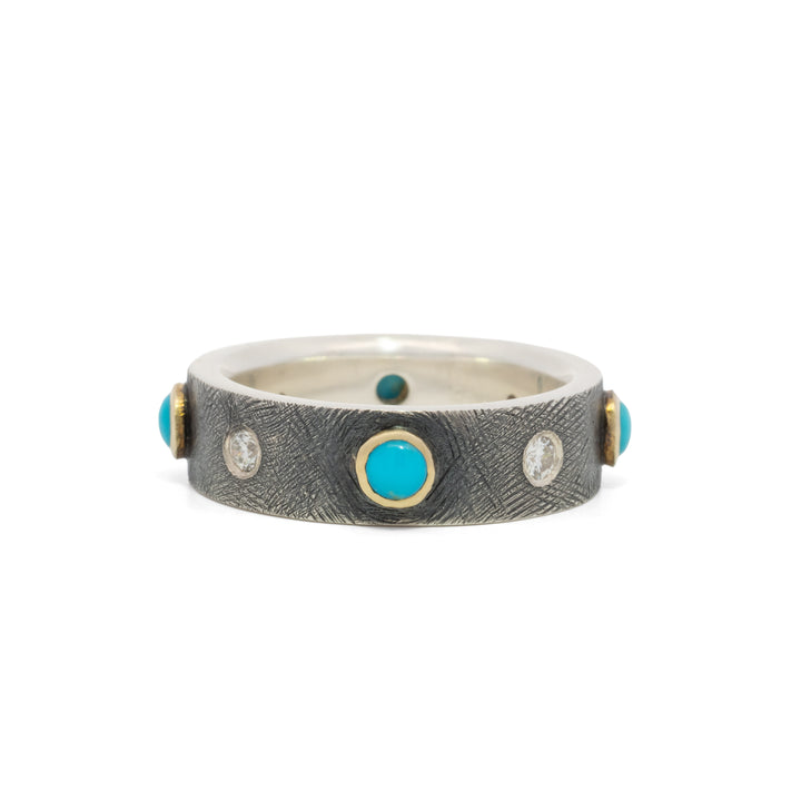 Junia Four Bezel Turquoise with Diamond Ring