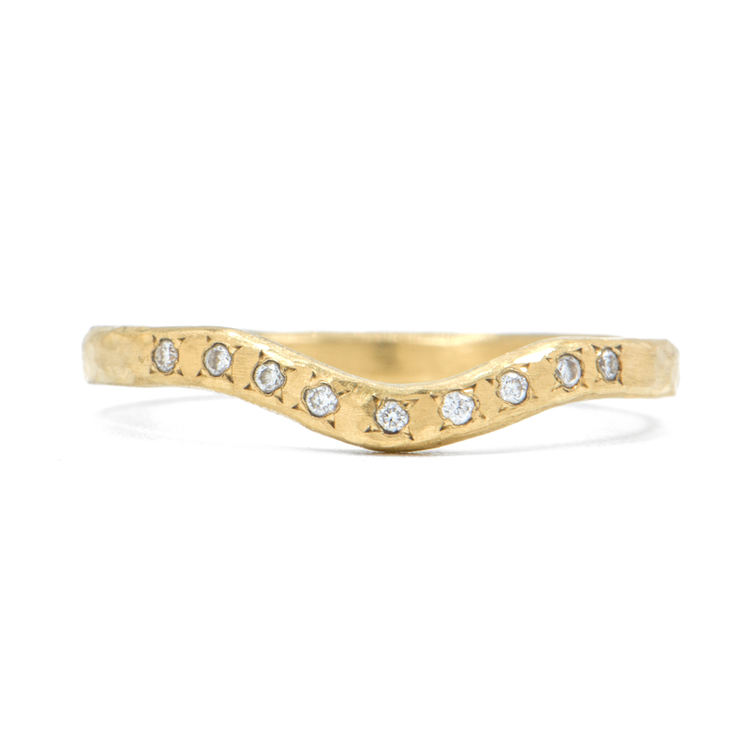 Diamond Hammered Curve Ring