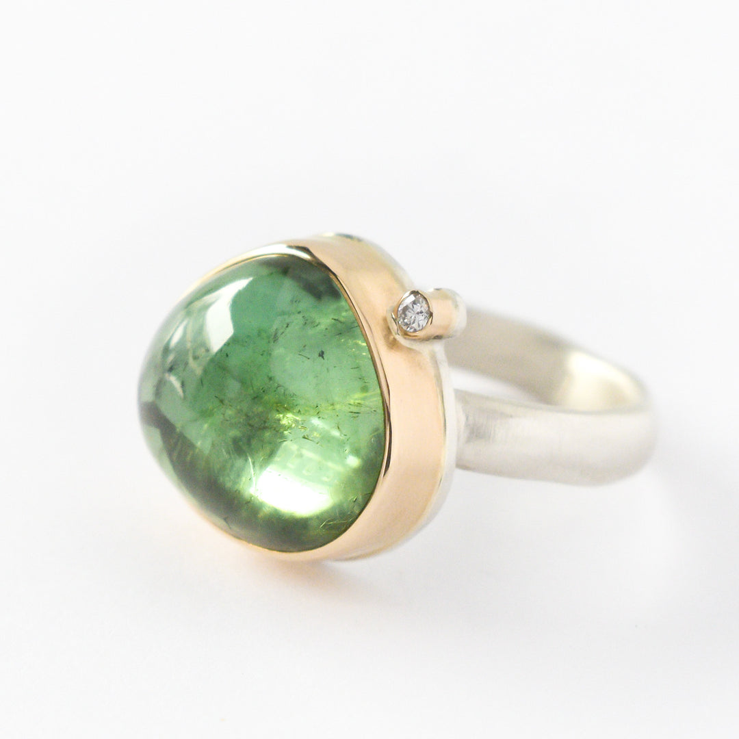 Teardrop Green Tourmaline Ring