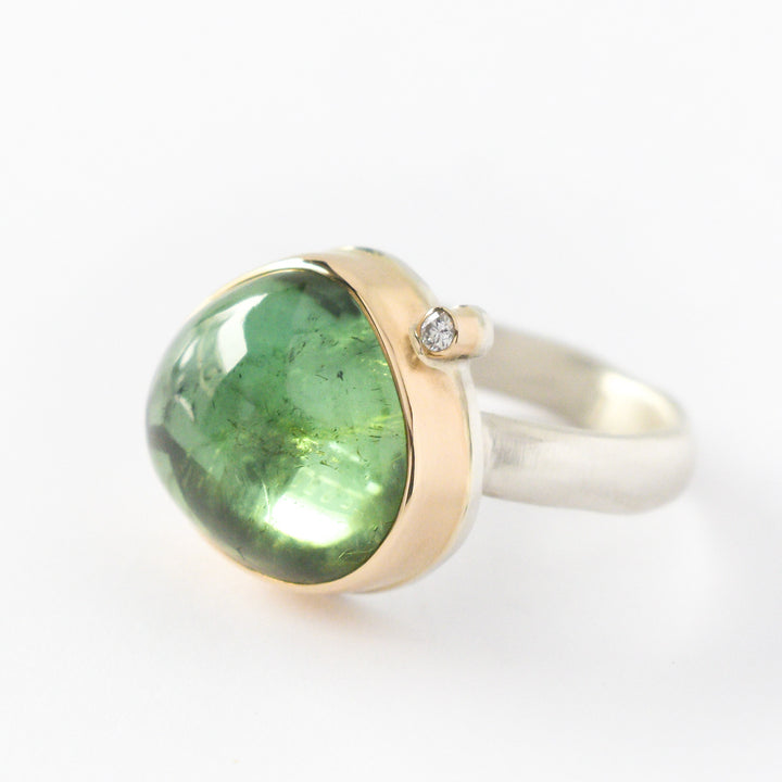 Teardrop Green Tourmaline Ring