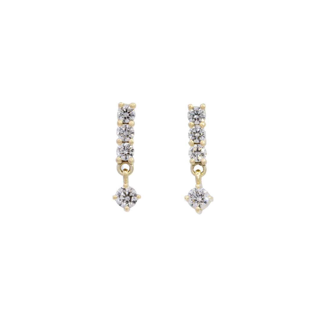 Diamond Bar with Prong Diamond Drop Post Earrings