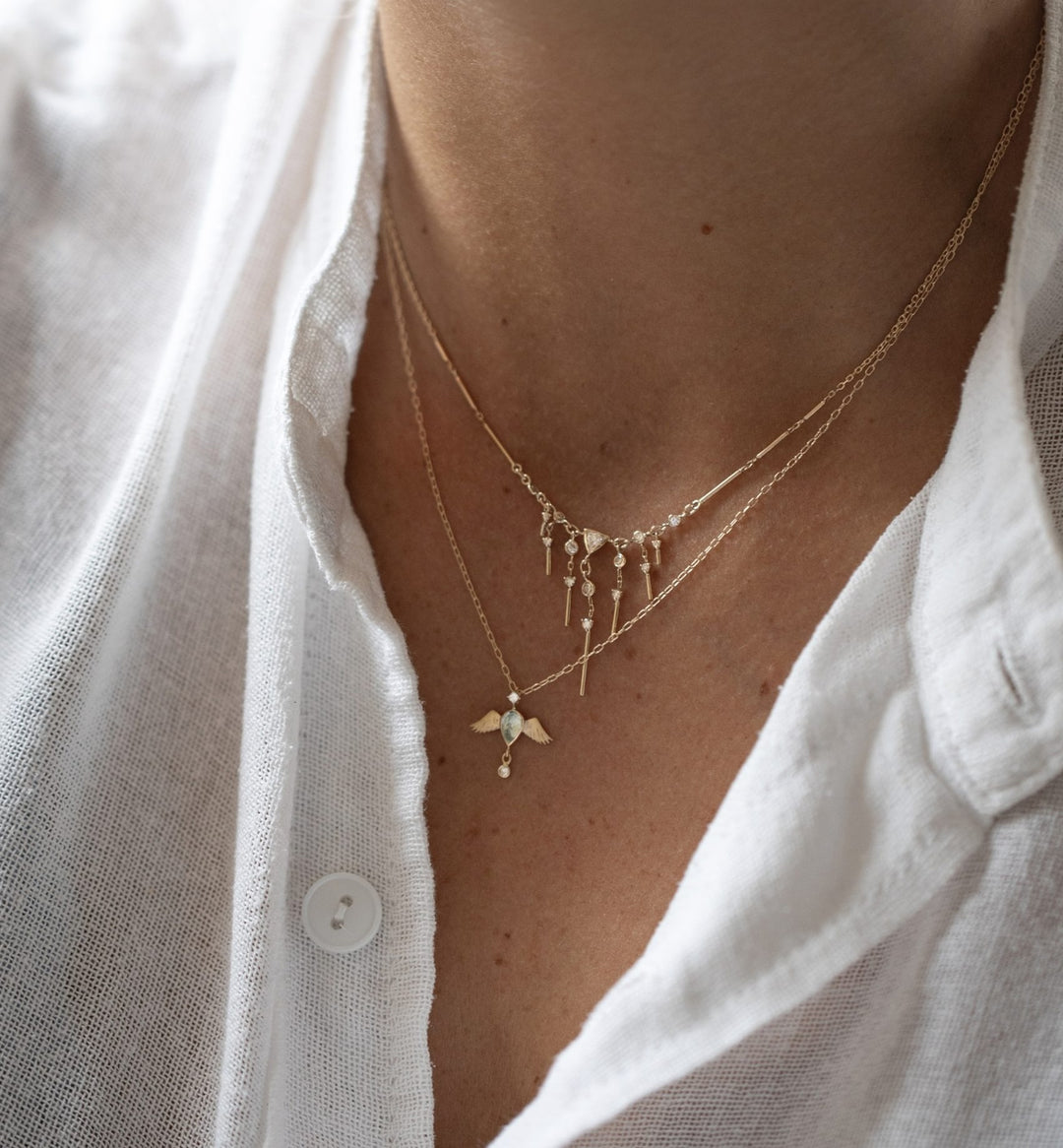 Dream Maker Triangle & Dangling Diamonds Necklace
