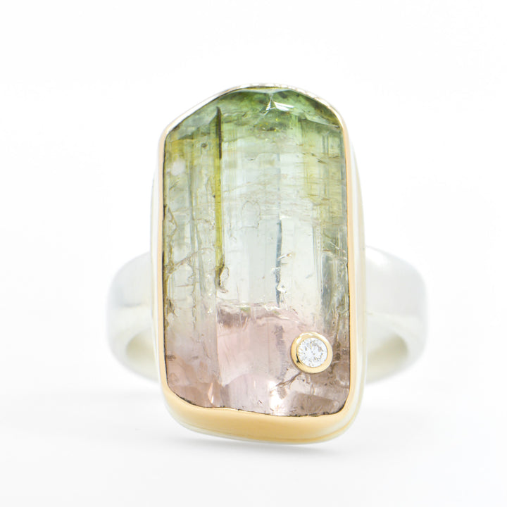 Surface Cut Watermelon Tourmaline Ring