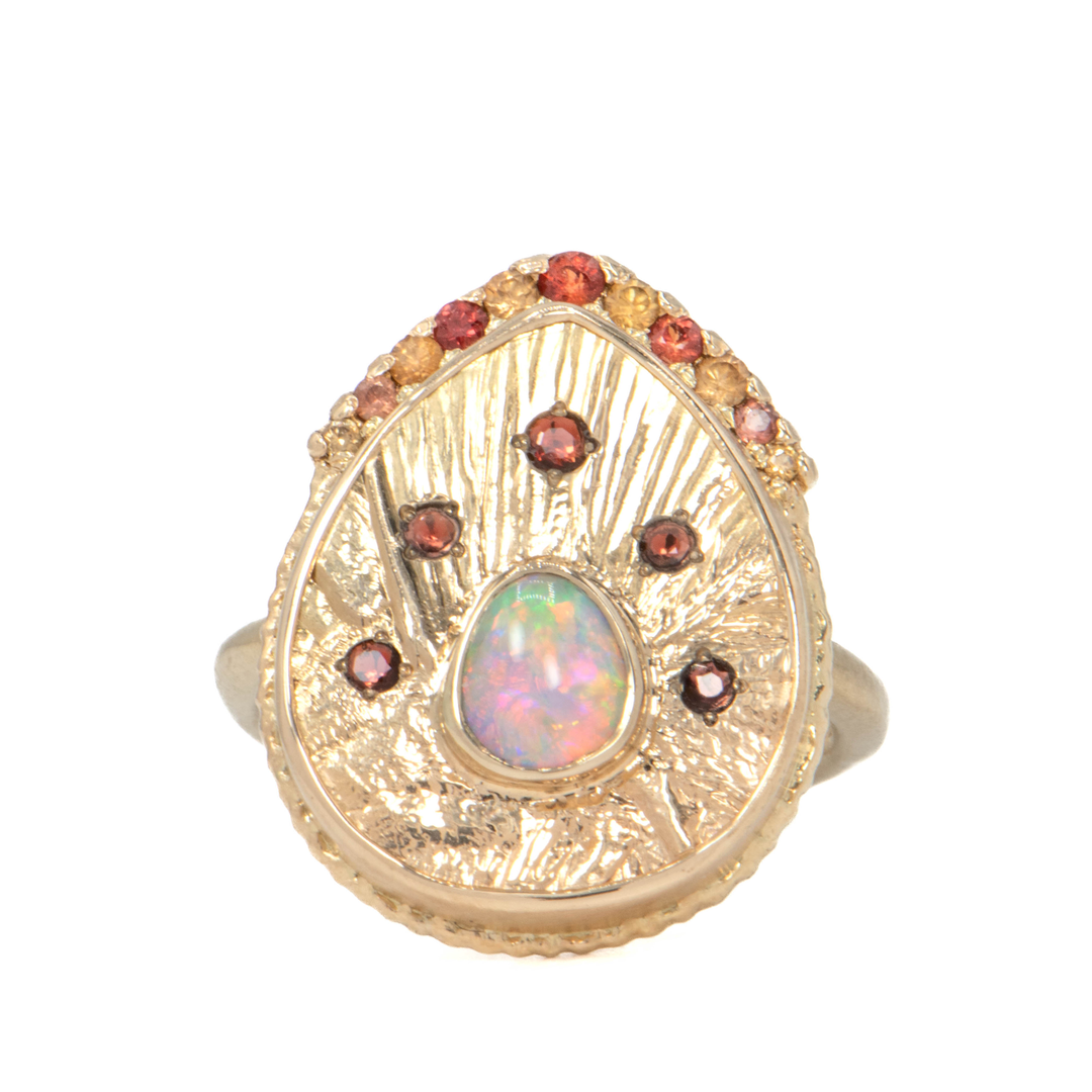"Phoenix Rising" Opal Ring With Sapphires