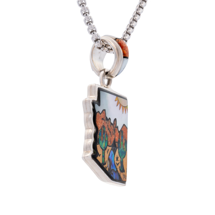 Arizona State Cactus Inlay Pendant