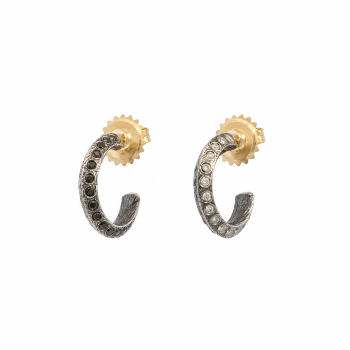 Borde Double Black & White Diamond Hoop Earrings