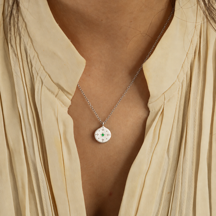 New Moon Emerald Pendant Necklace