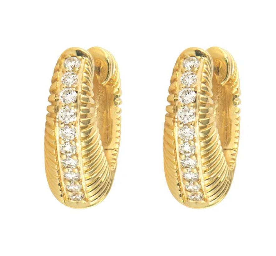 Puffy Ruffled Heart Diamond Hoop Earrings