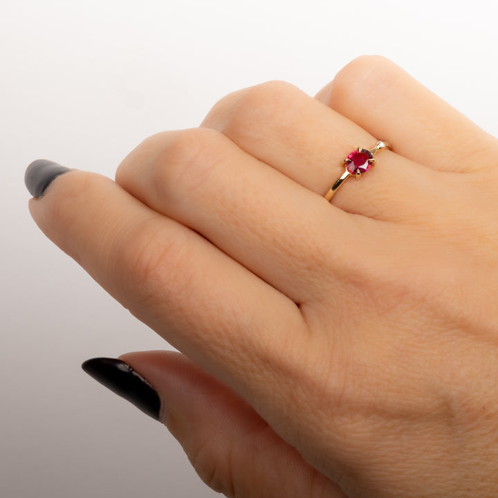 Prong Set Pink Spinel & Bezel Set Diamond Wink Ring