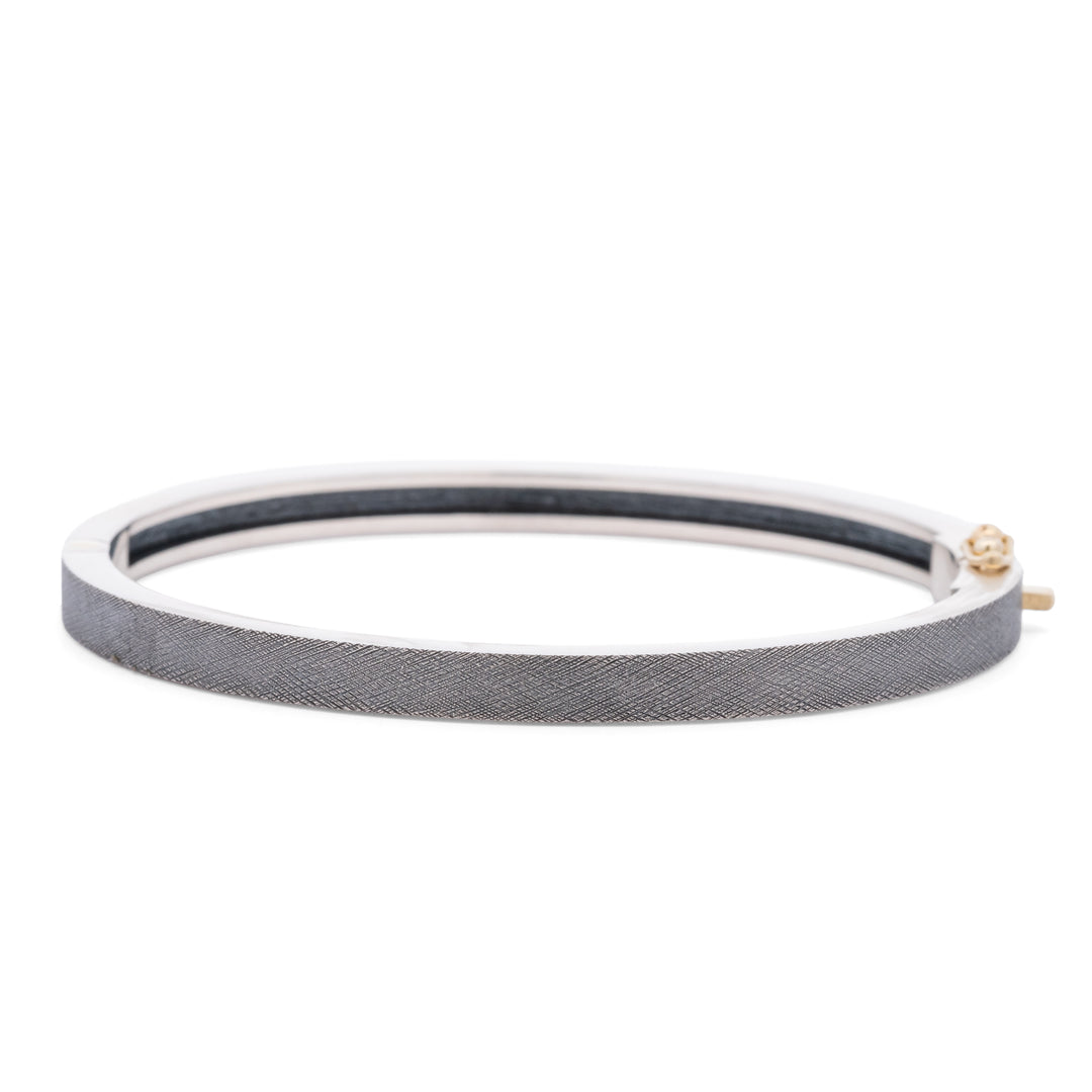 4mm Adam Black & White Diamond Bangle Bracelet