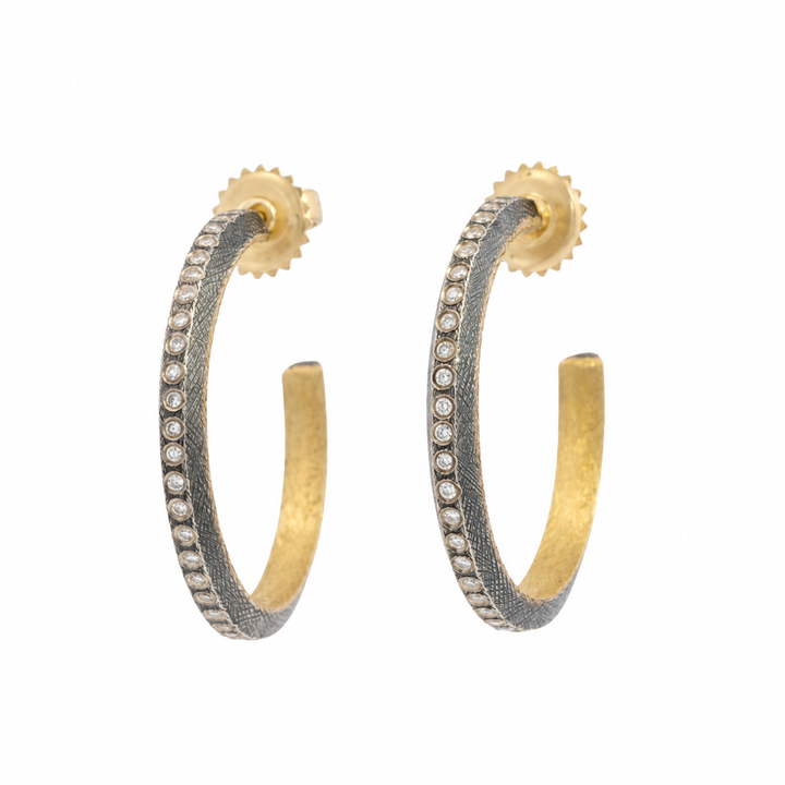 Adam Small Diamond Post Hoop Earrings