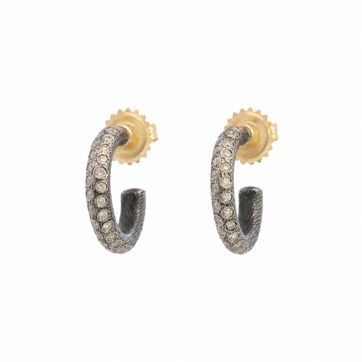 Medium Gypsy Double Diamond Hoop Earrings