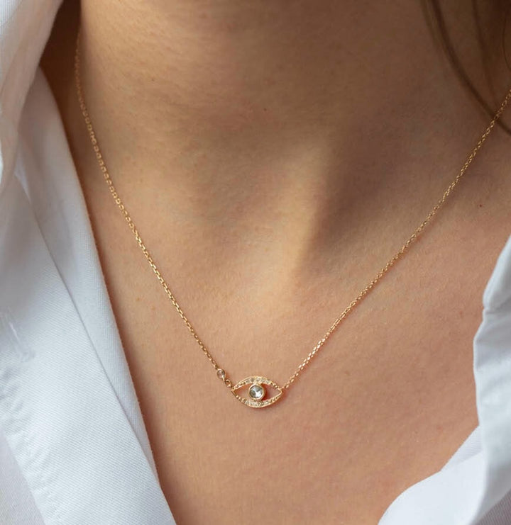 Grey Diamond Eye Necklace