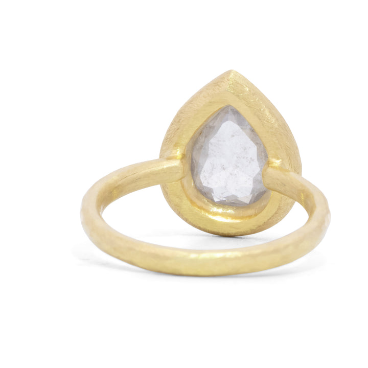 Pear Grey Diamond Halo Ring