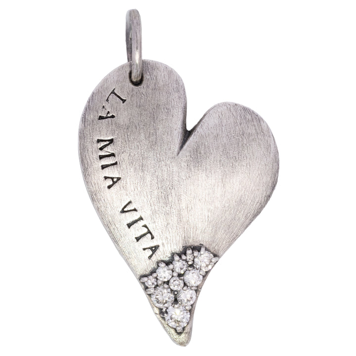 Large Tilted Pavé Diamond Heart Charm