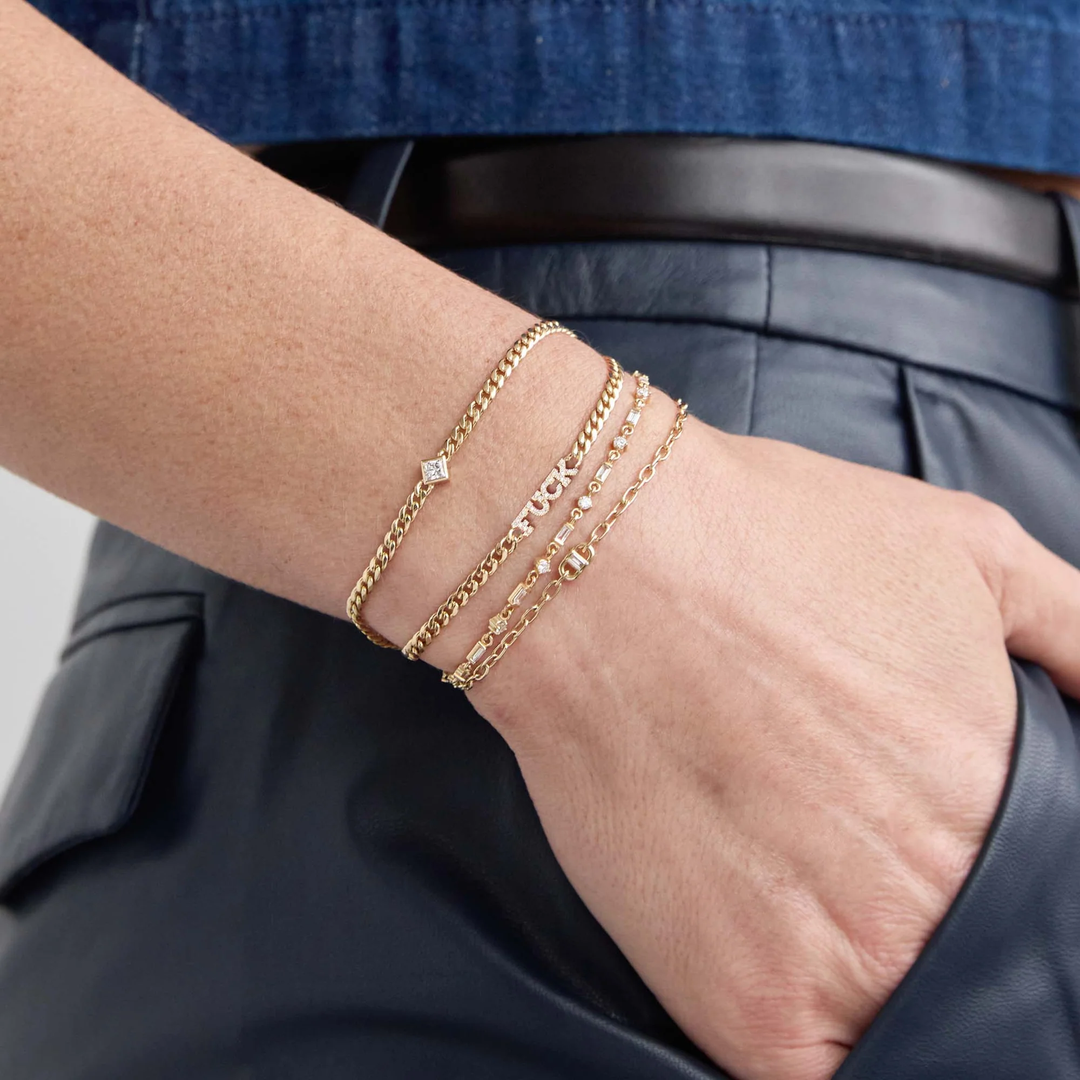 F*#K Pavé Diamond Curb Chain Bracelet