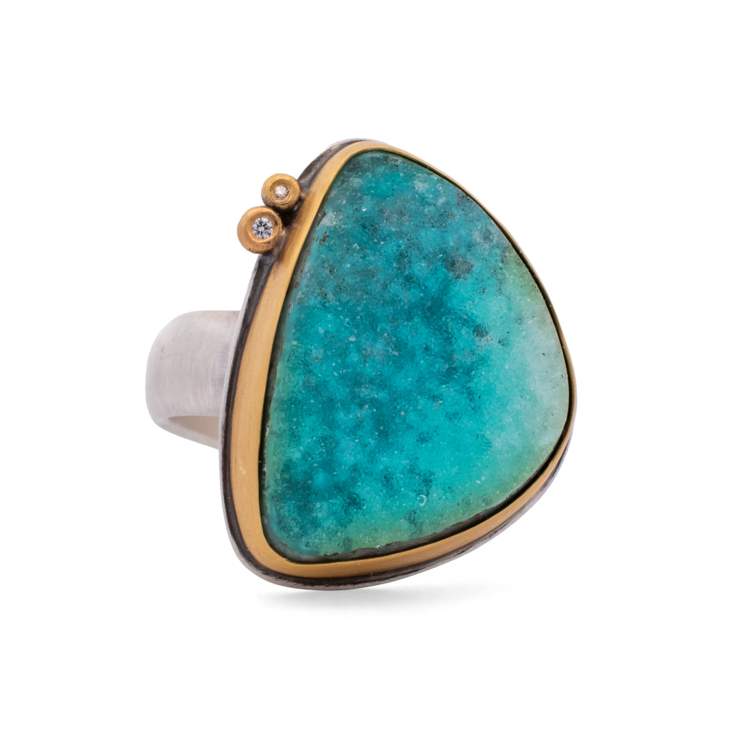 Ombre Chrysocolla Druzy Ring