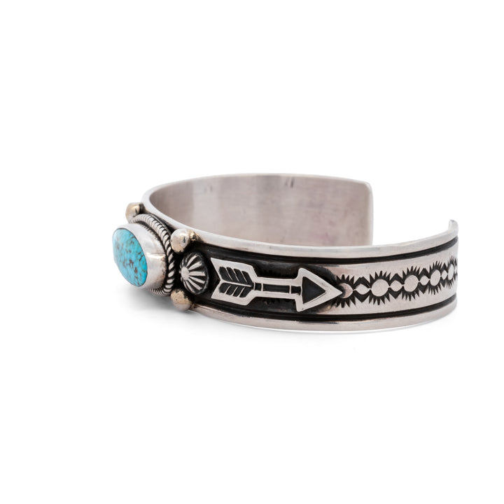 Oval Turquoise Arrow Hand Stamped Large Cuff Bracelet
