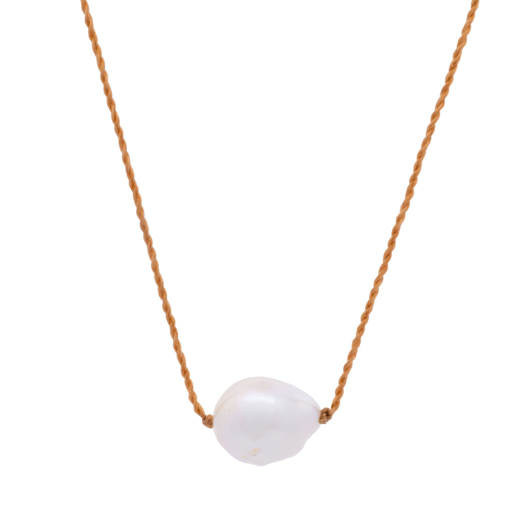 Single Pearl on Woven Cord Necklace