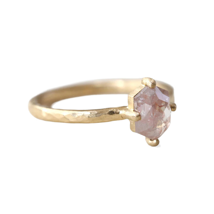 Peach Prong Set Diamond Ring