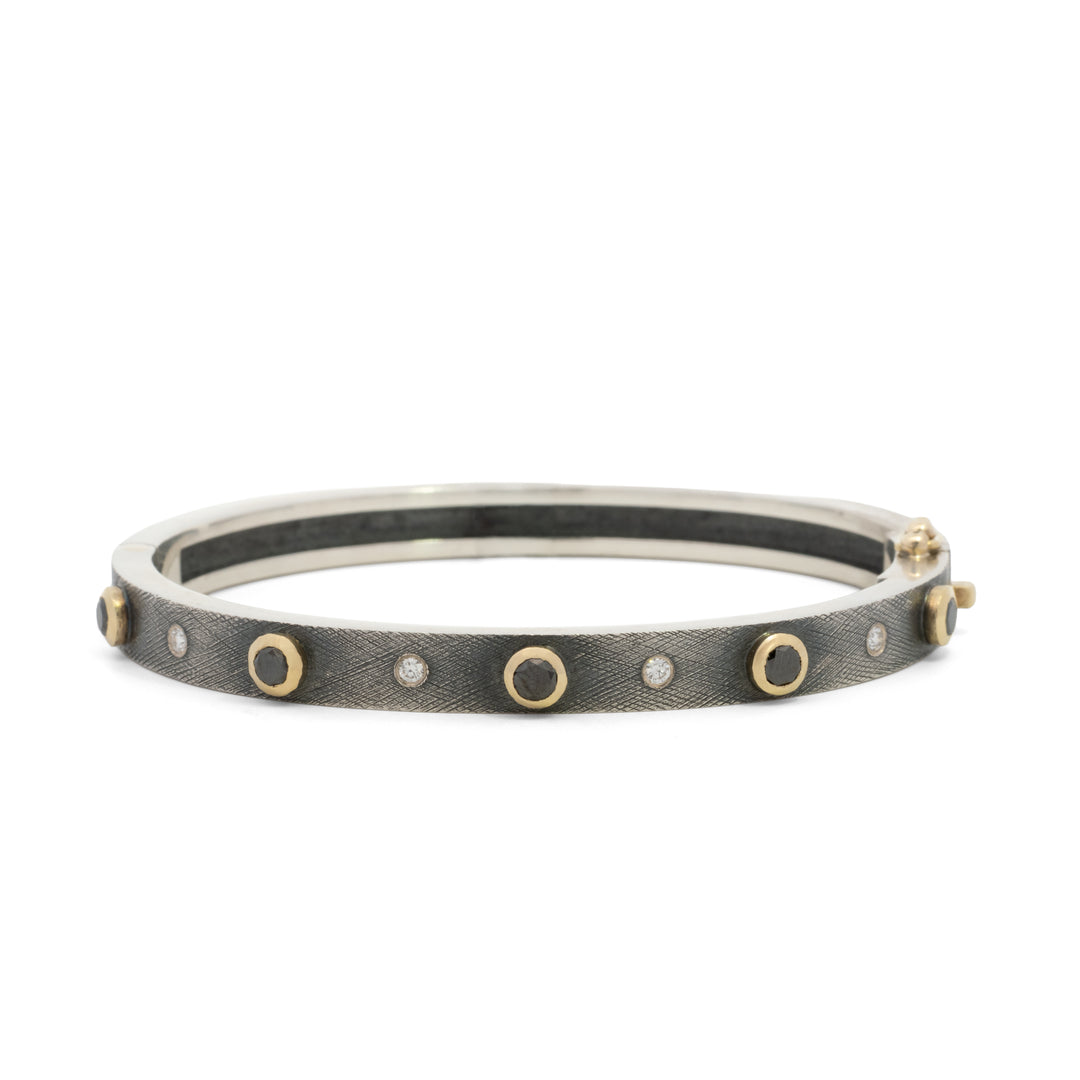 Trunk Show 6 mm Junia Five Bezel Black & White Diamond Bracelet