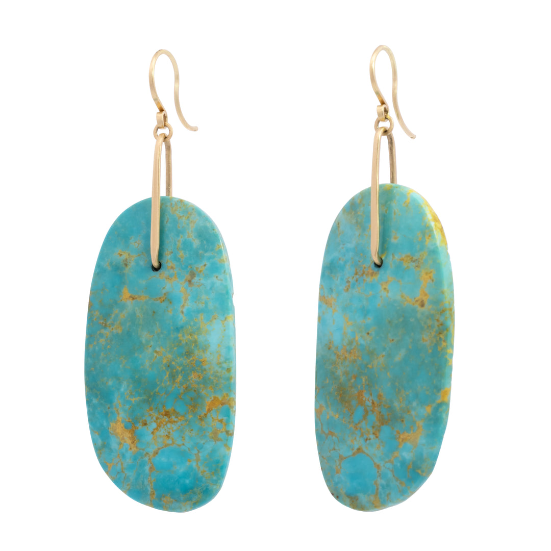 Large Asymmetrical Turquoise Slab Drop Earrings