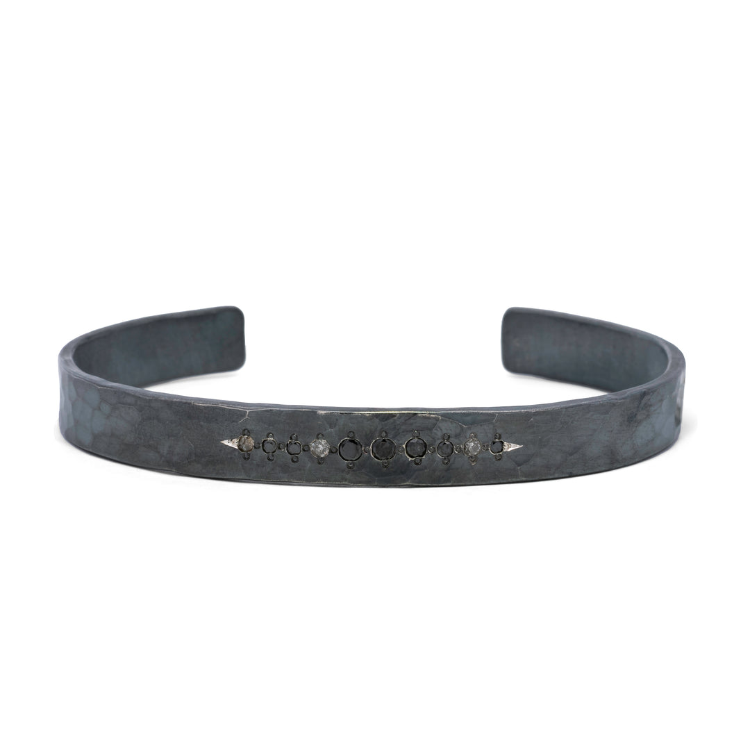 Salt & Pepper with Black Diamonds Cuff Bracelet