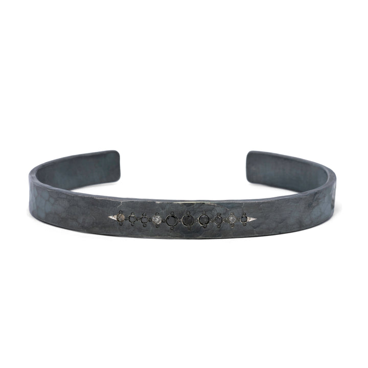 Salt & Pepper with Black Diamonds Cuff Bracelet