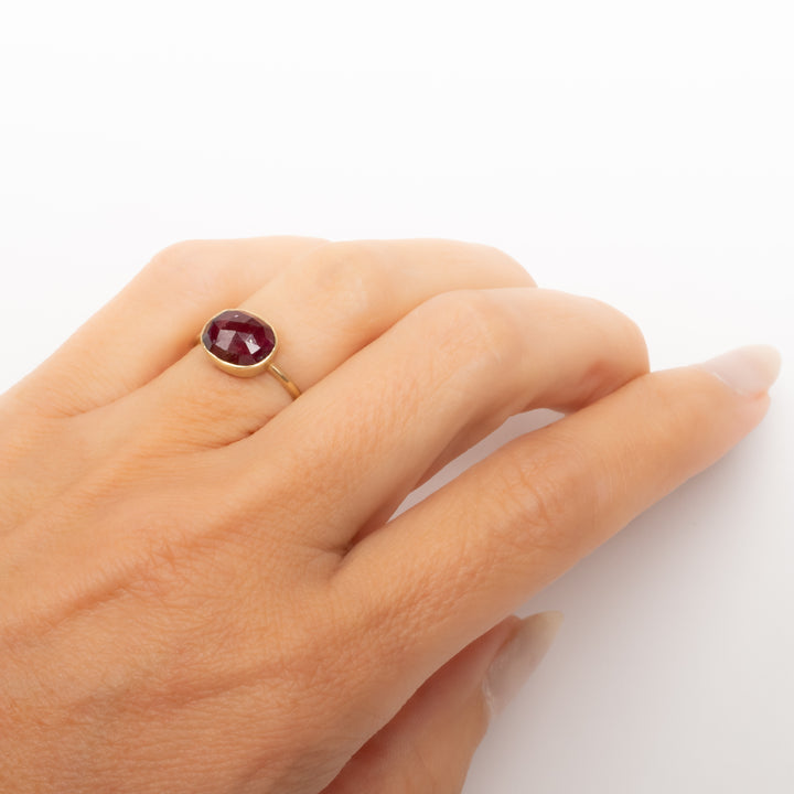 Oval Faceted Pink Tourmaline Ring