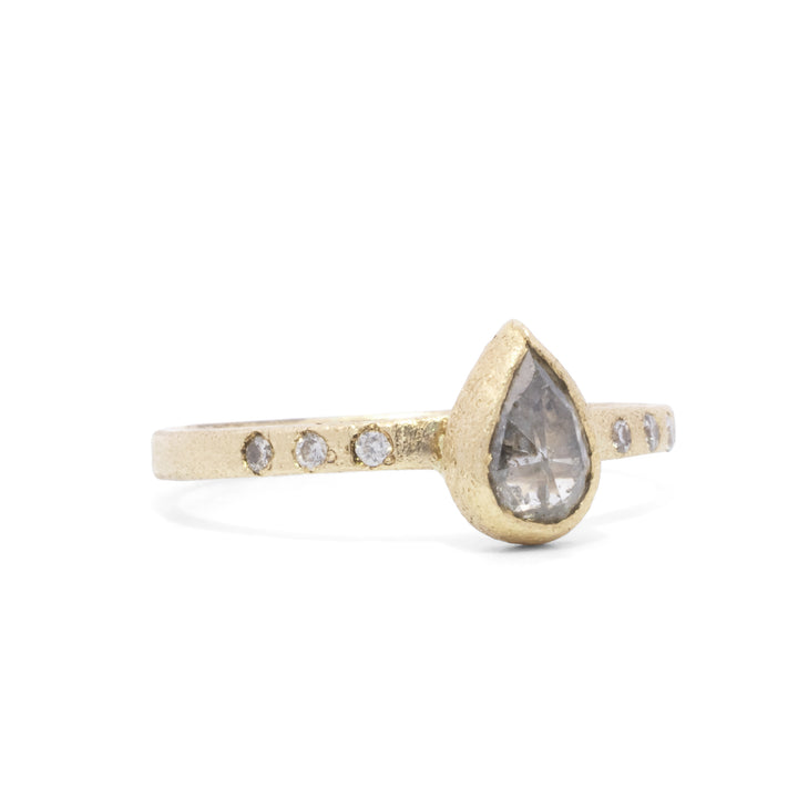 Pear Shaped Salt & Pepper Diamond Ring